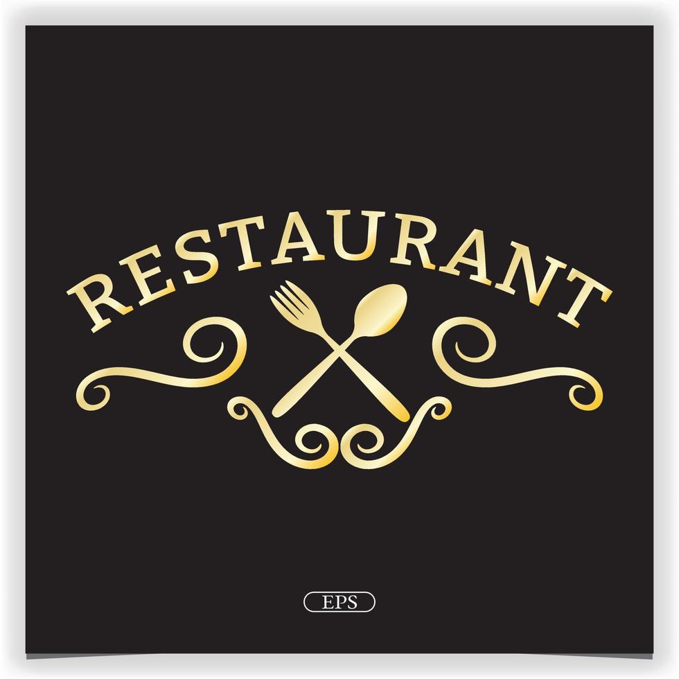 logotipo de restaurante dourado modelo elegante premium vetor eps 10