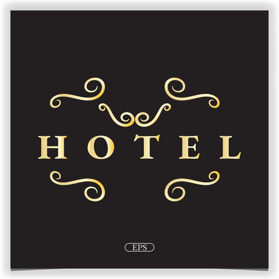 logotipo de hotel de ouro simples modelo elegante premium vetor eps 10