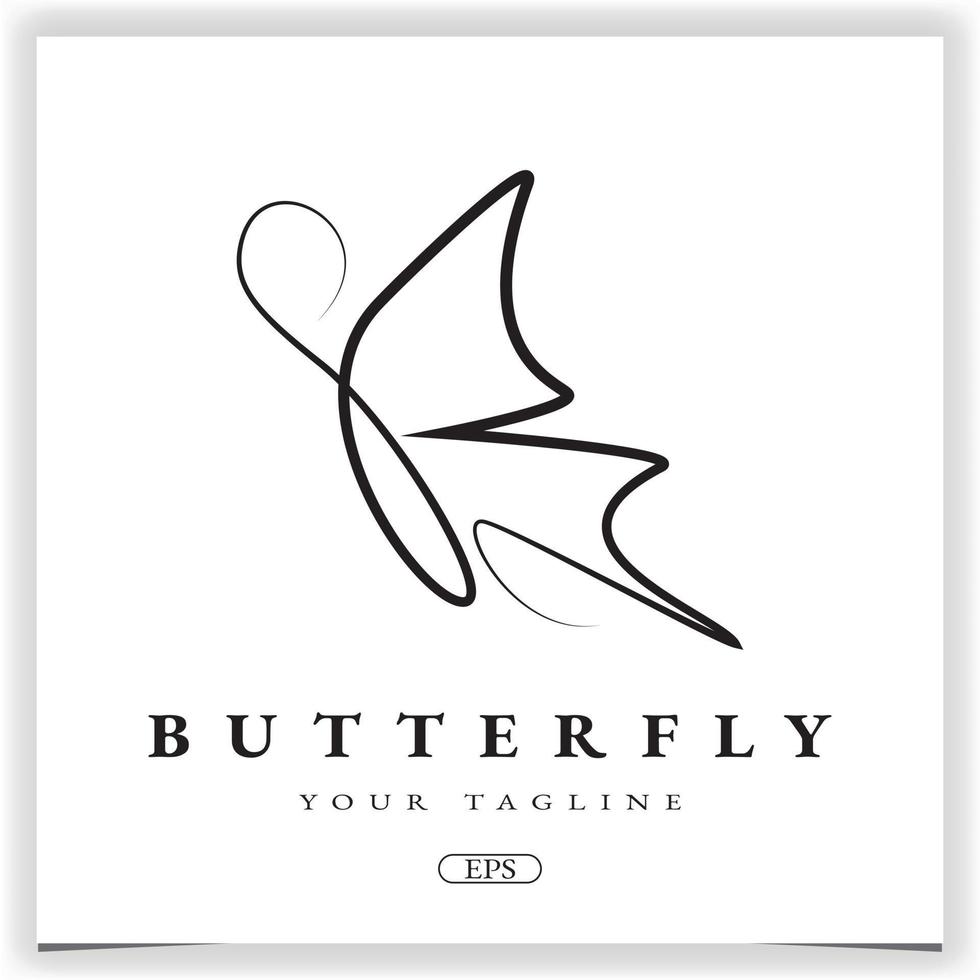 contorno do logotipo da borboleta modelo elegante premium vetor eps 10