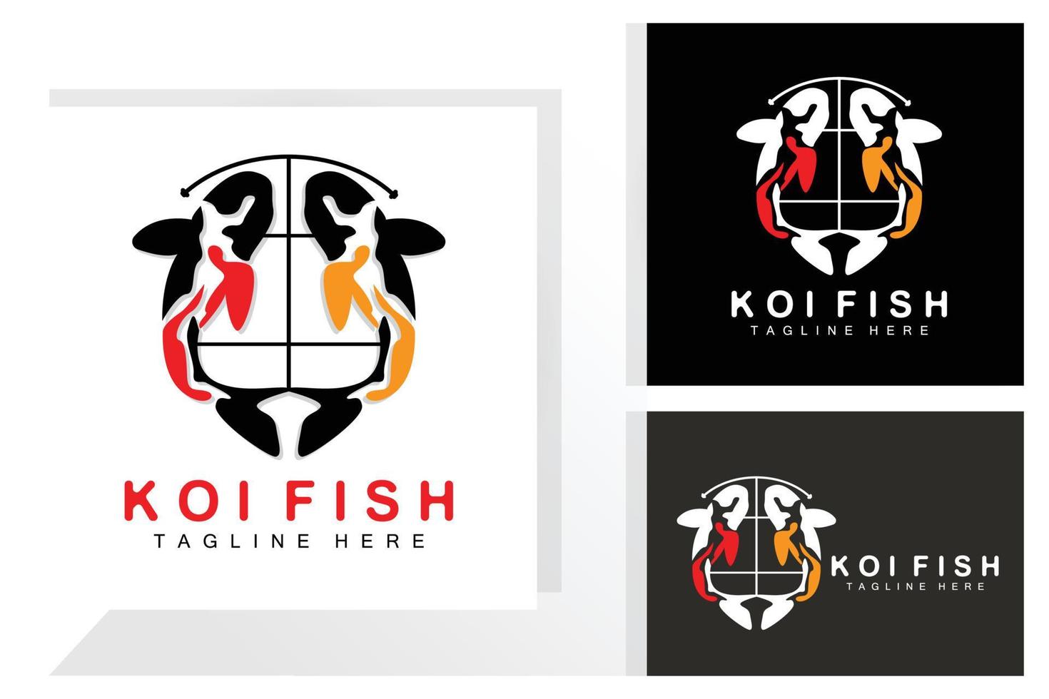 design de logotipo de peixe koi, vetor de peixe ornamental chinês de sorte e triunfo, ícone de peixe dourado da marca da empresa