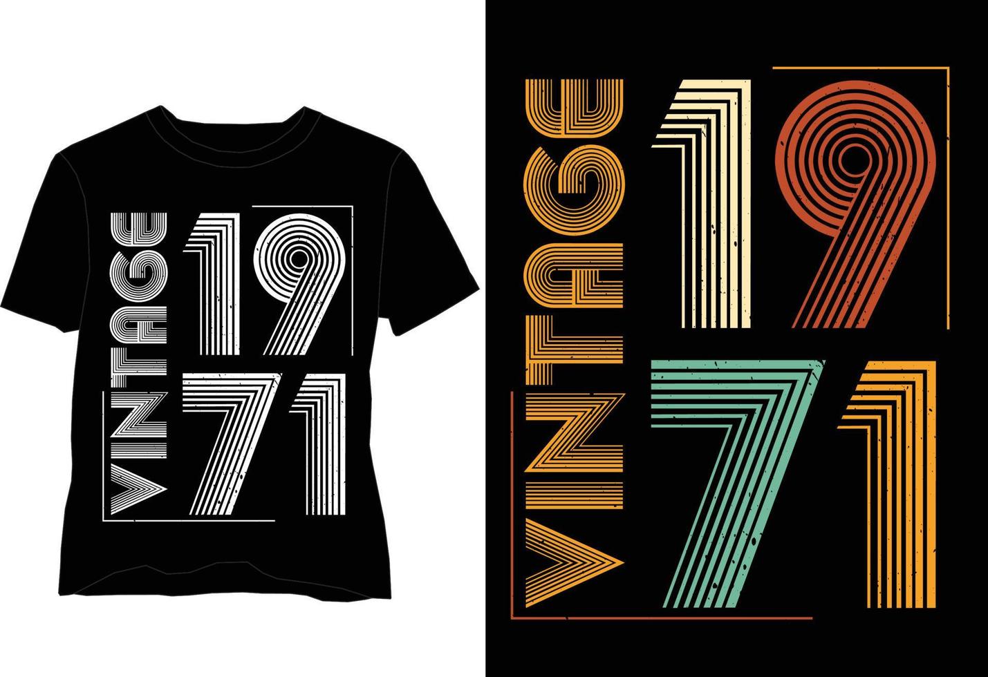design de camiseta de aniversário vintage de 1971 vetor