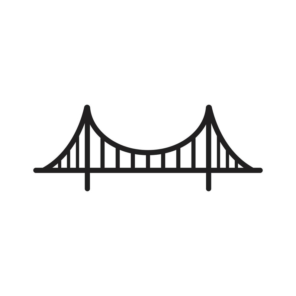 ícone de arte de linha de ponte de portão dourado eps10 preto isolado no fundo branco. símbolo de contorno de ponte suspensa em um estilo moderno simples e moderno para o design do seu site, logotipo e aplicativo móvel vetor