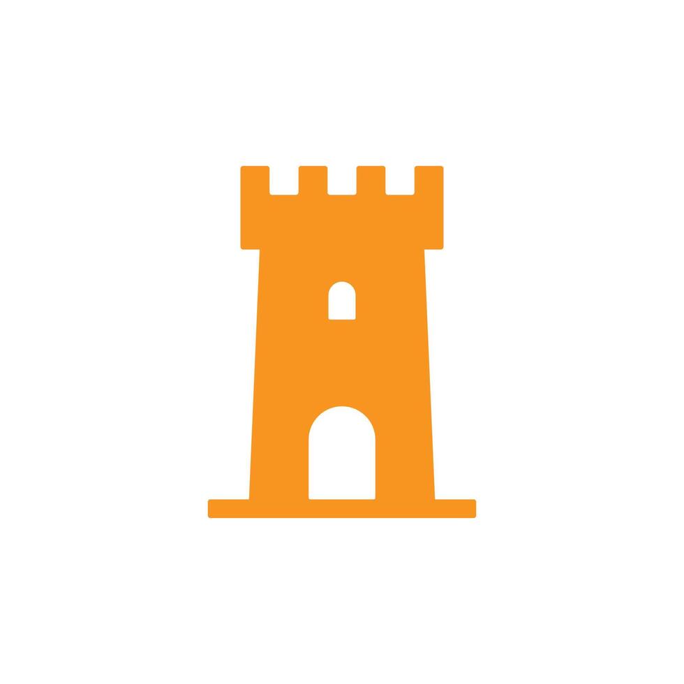 eps10 laranja vector castelo torre abstrato ícone de arte sólida isolado no fundo branco. símbolo de construção de castelo em um estilo moderno simples e moderno para o design do seu site, logotipo e aplicativo móvel