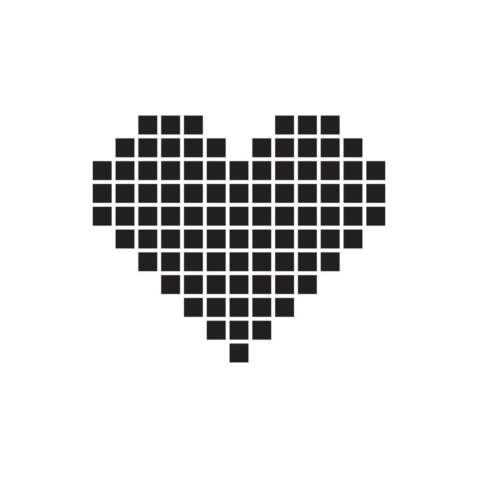 eps10 preto vector pixel art coração abstrato sólido ícone isolado no fundo branco. símbolo de amor em um estilo moderno simples e moderno para o design do seu site, logotipo e aplicativo móvel