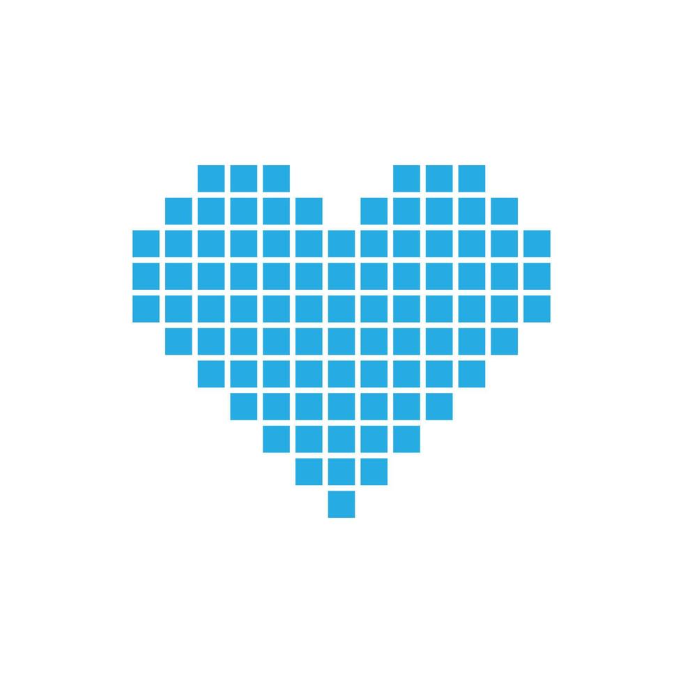 eps10 azul vector pixel art coração abstrato sólido ícone isolado no fundo branco. símbolo de amor em um estilo moderno simples e moderno para o design do seu site, logotipo e aplicativo móvel