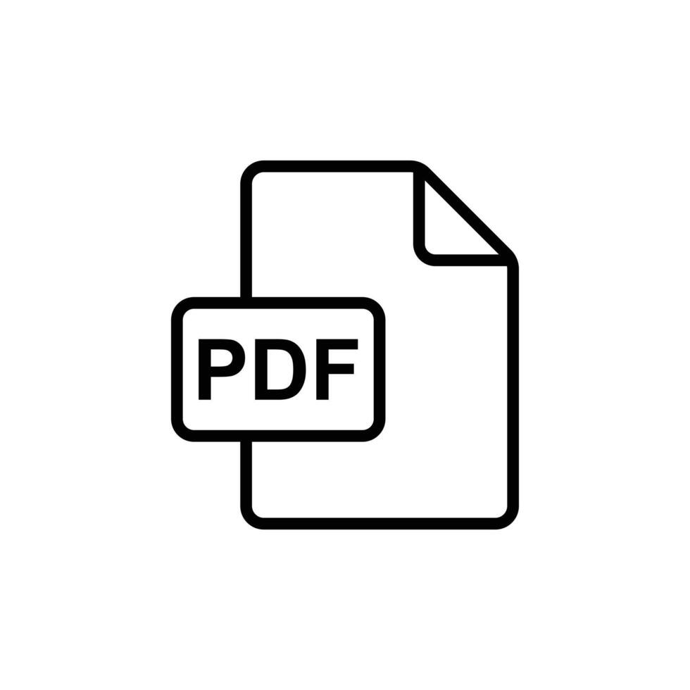 ícone de arte de linha de download de documento de vetor preto eps10 pdf isolado no fundo branco. símbolo de contorno de arquivo de formato pdf em um estilo moderno simples e moderno para o design do seu site, logotipo e aplicativo móvel