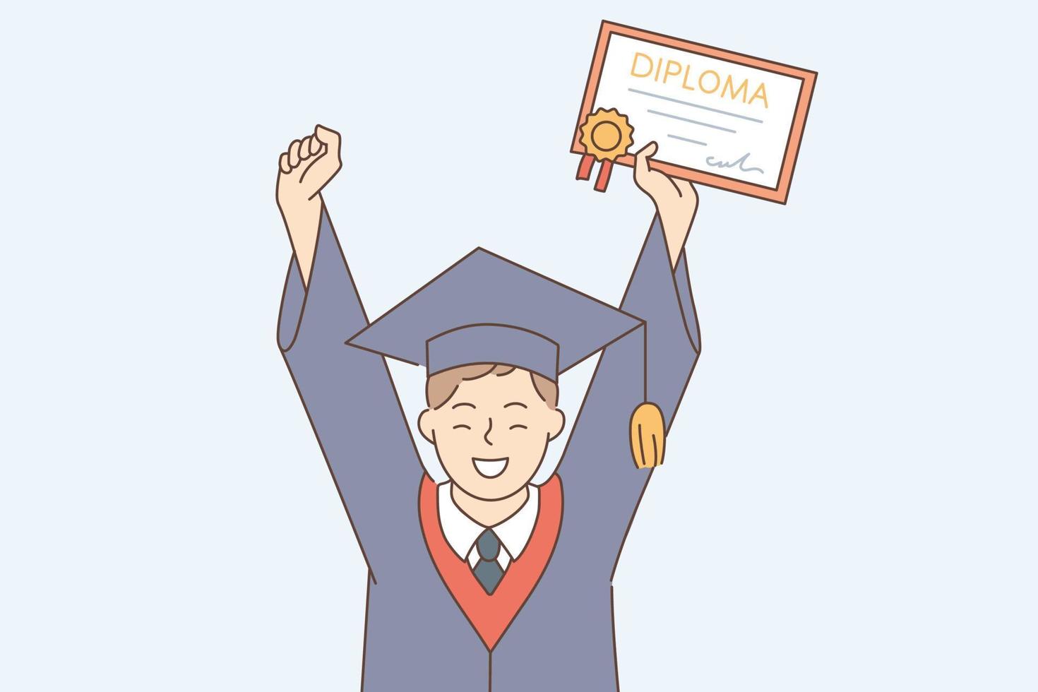 graduação do conceito de escola ou faculdade. graduado feliz sorridente segurando diploma comemorando o sucesso com ilustração vetorial de honras vetor