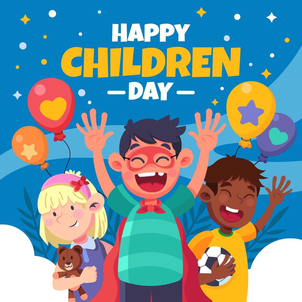 crianças sorridentes comemorando o dia das crianças vetor
