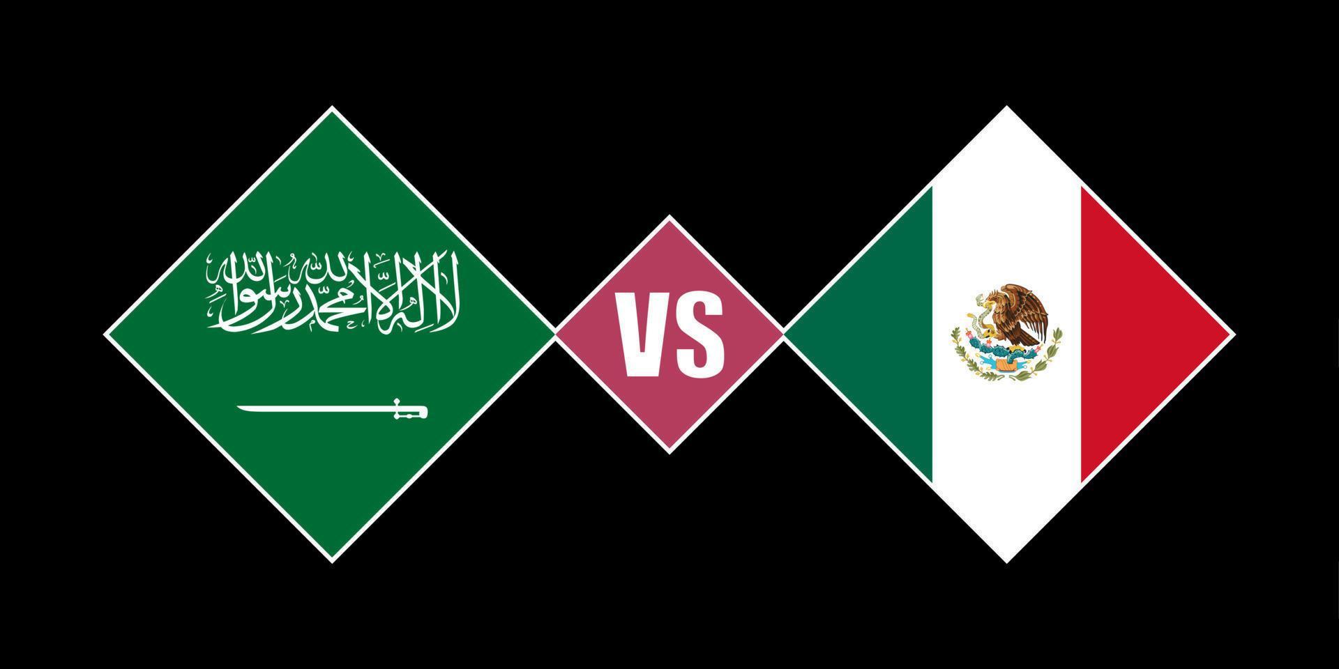 Arábia Saudita vs conceito de bandeira do México. ilustração vetorial. vetor