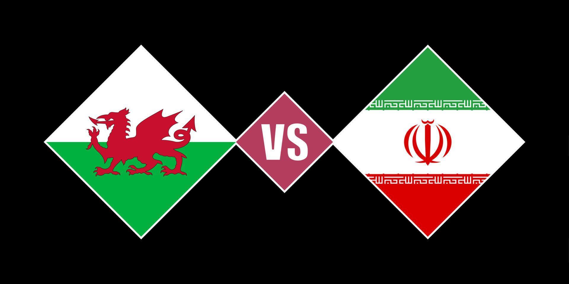 conceito de bandeira de gales vs irã. ilustração vetorial. vetor