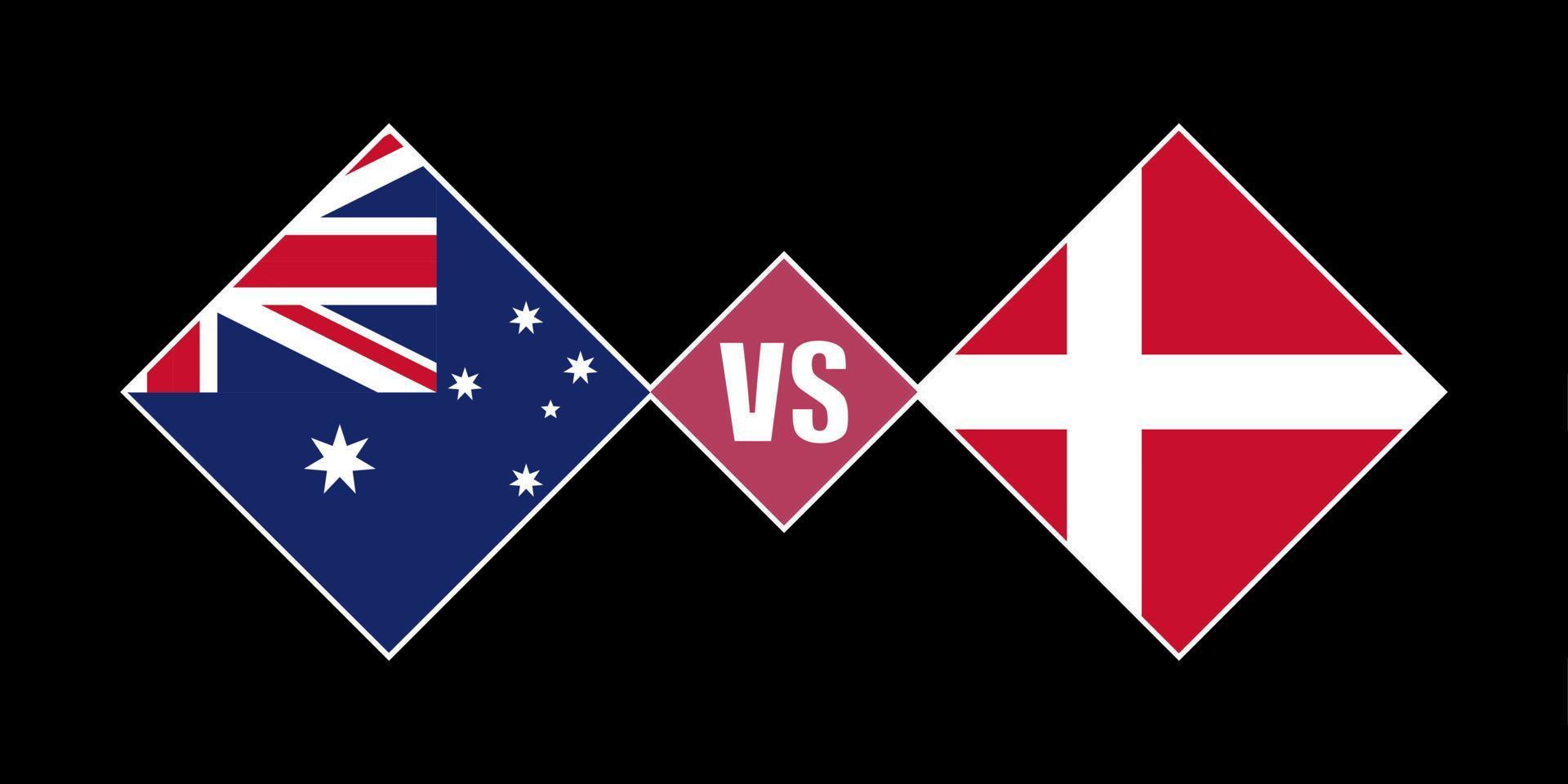 conceito de bandeira austrália vs dinamarca. ilustração vetorial. vetor