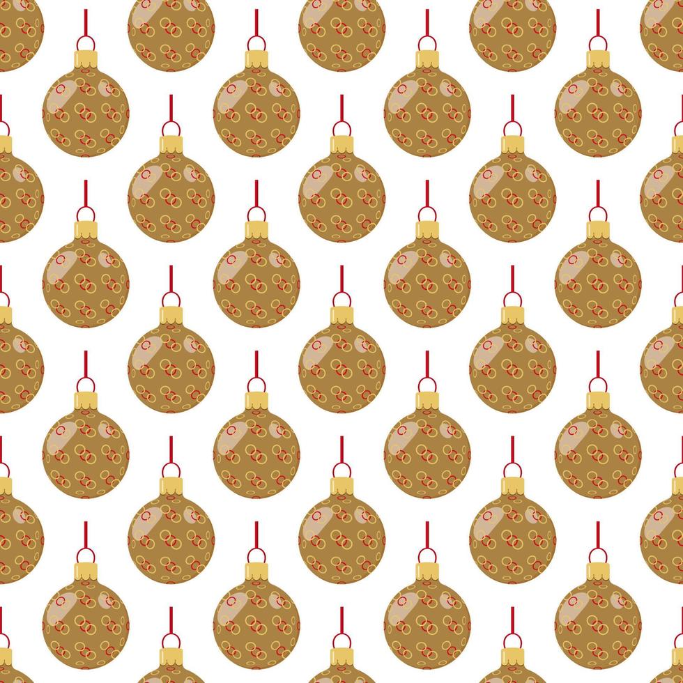 padrão de anéis estampados de ouro de bolas coloridas de natal com fita para embalagens festivas vetor