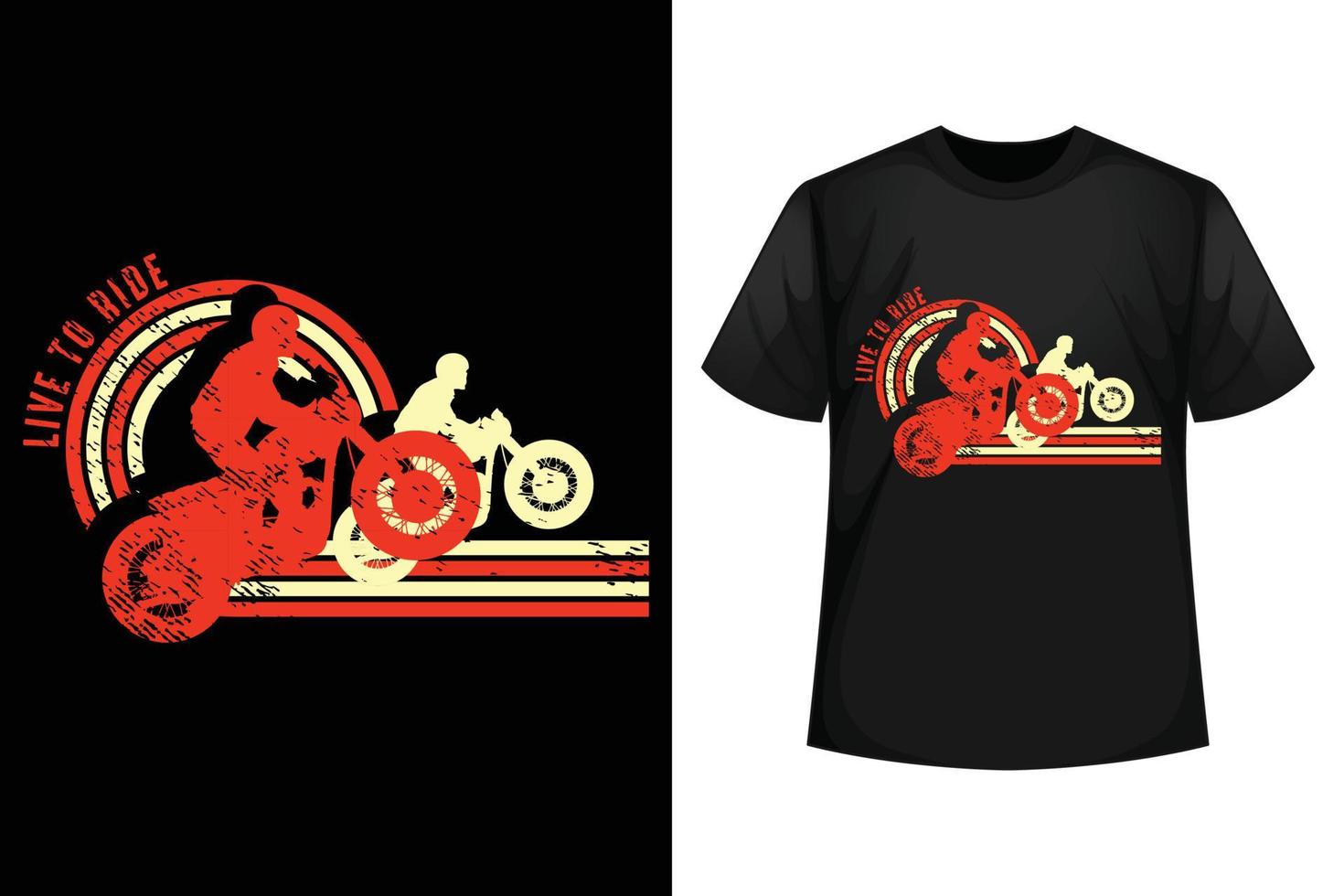 live to ride - modelo de design de camiseta para andar de bicicleta vetor