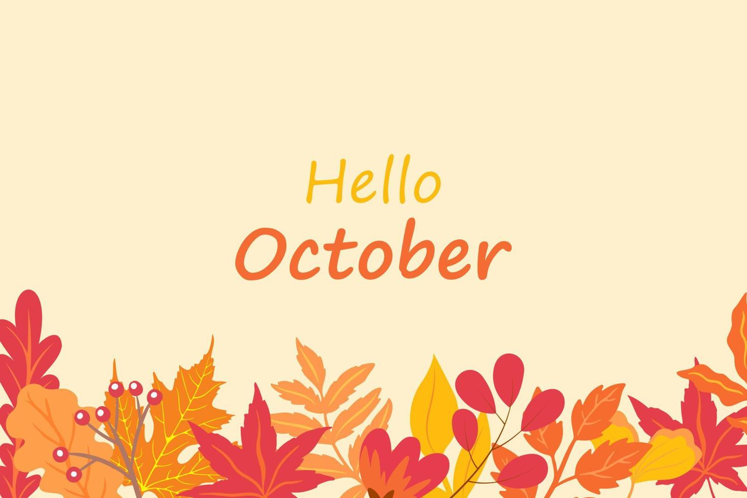 Olá cartaz de outono com folhagem. Olá outubro. fundo de outono com folhas para letras. vetor