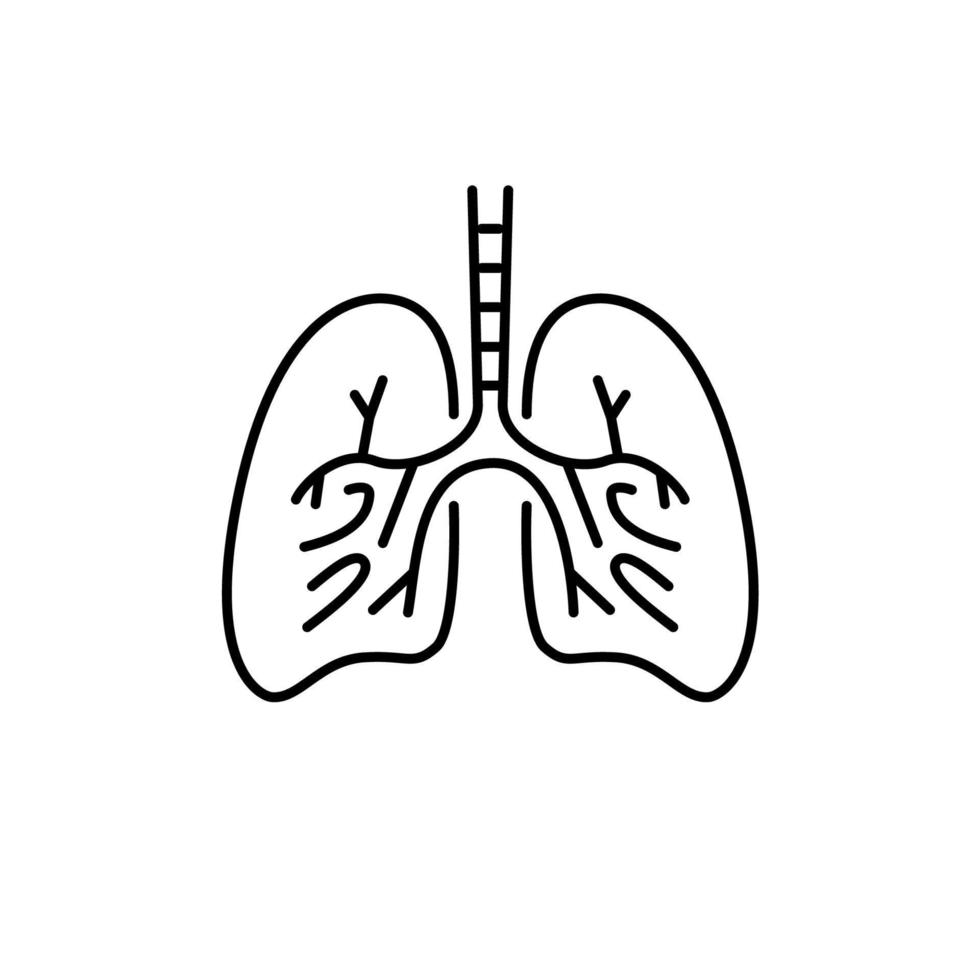contorno de silhueta de design de pulmões. projeto do logotipo. pulmões minimalistas desenhados à mão vetor