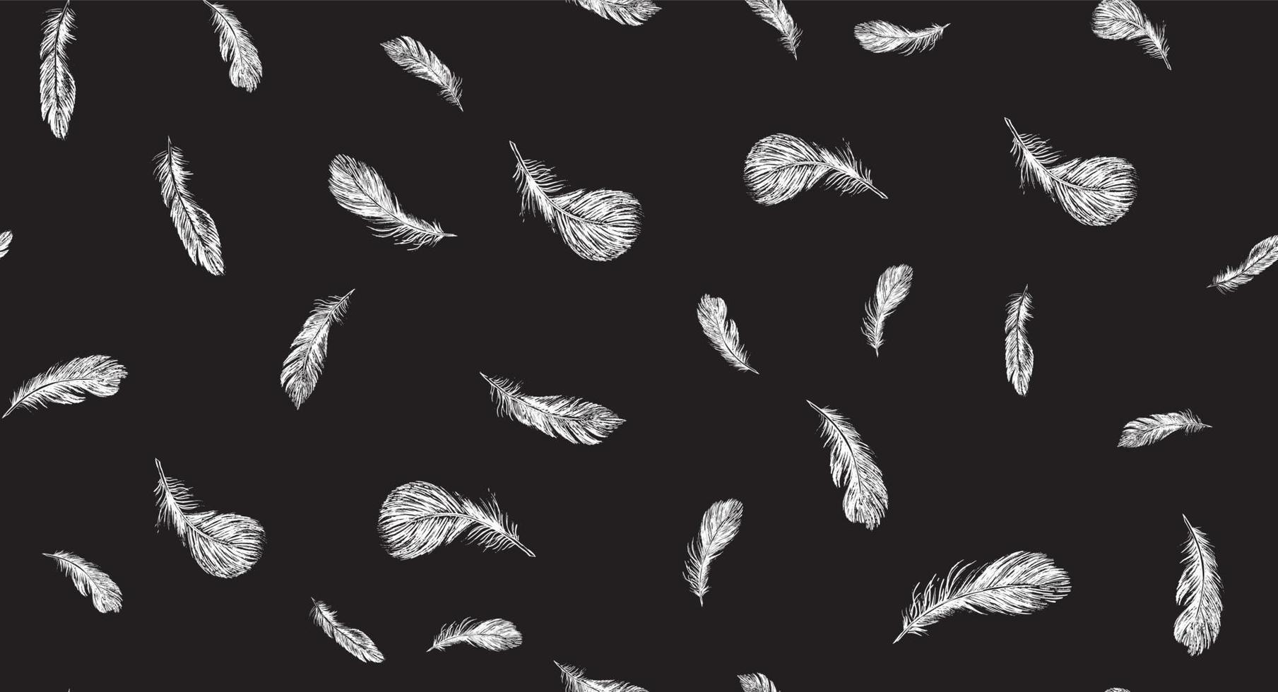 conjunto de penas de pássaros. estilo de esboço desenhado à mão. vetor