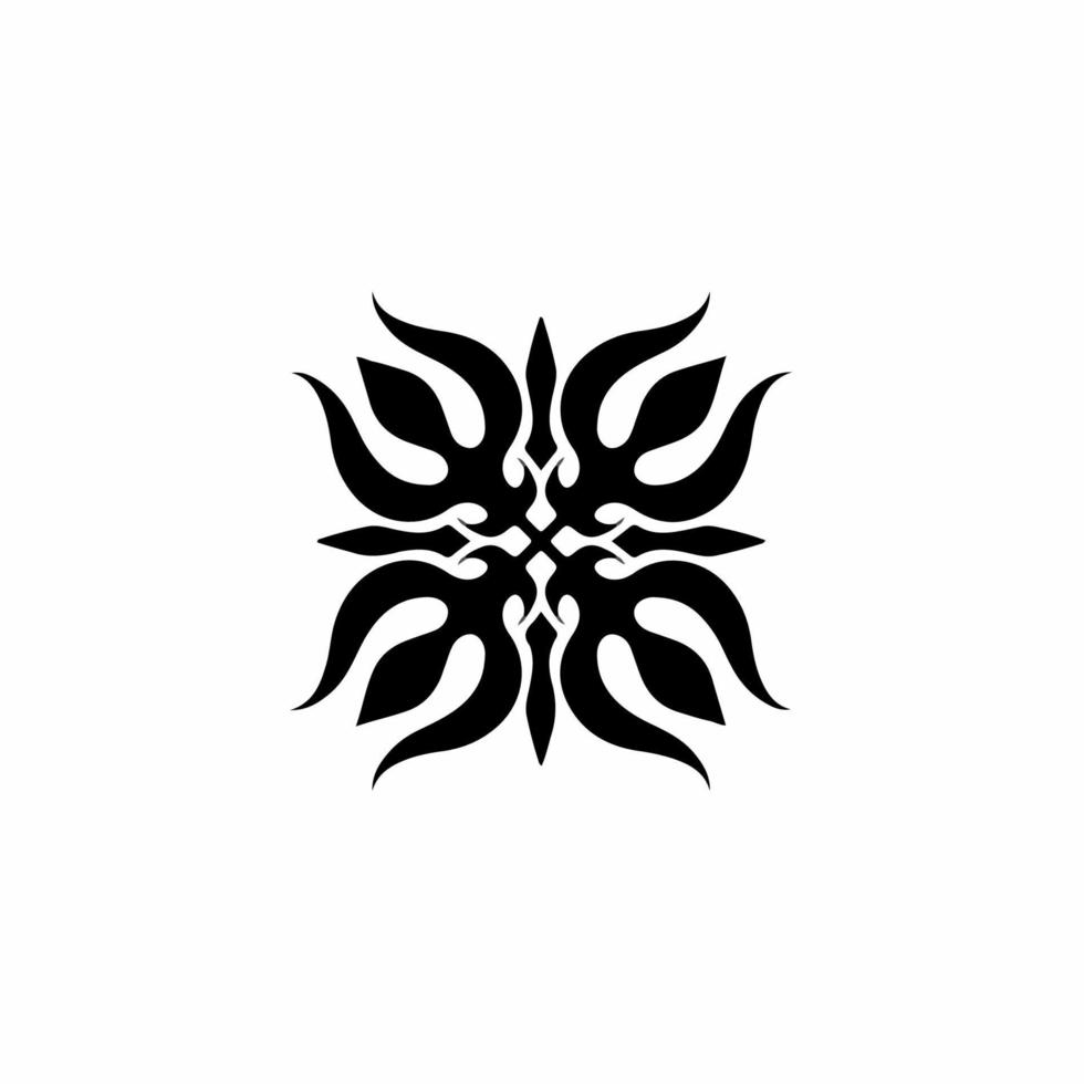 logotipo de símbolo tridente tribal mandala preta sobre fundo branco. desenho de tatuagem de decalque de estêncil. ilustração vetorial plana. vetor