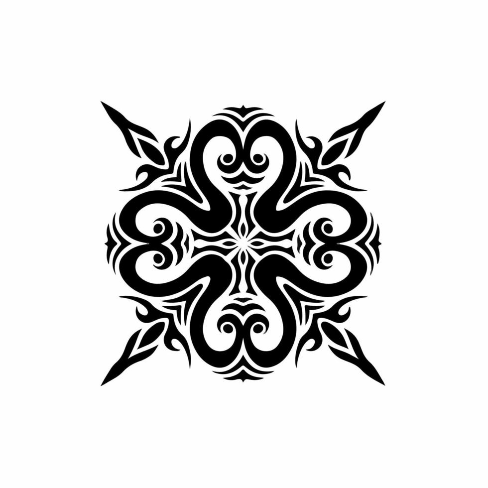 logotipo de símbolo tridente tribal mandala preta sobre fundo branco. desenho de tatuagem de decalque de estêncil. ilustração vetorial plana. vetor