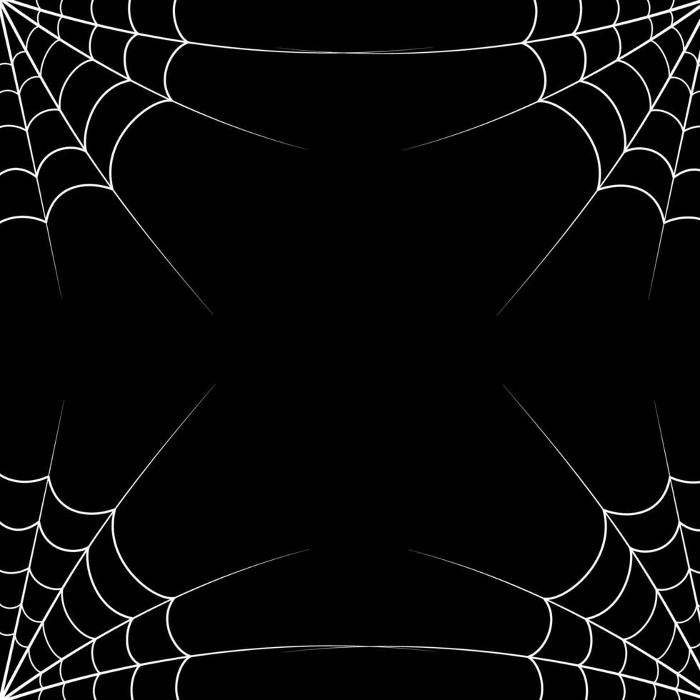 quadro de vetor de teia de aranha. web branca no canto em fundo preto. elementos de teia de aranha para design e banners de halloween