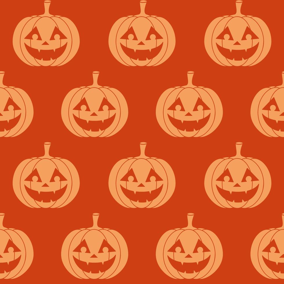 padrão sem emenda de abóbora de halloween. impressão infinita de vetor com lanternas de abóbora em fundo laranja
