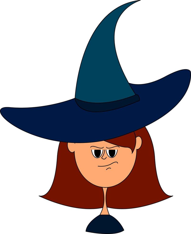 menina com chapéu de bruxa, ilustração, vetor em fundo branco.