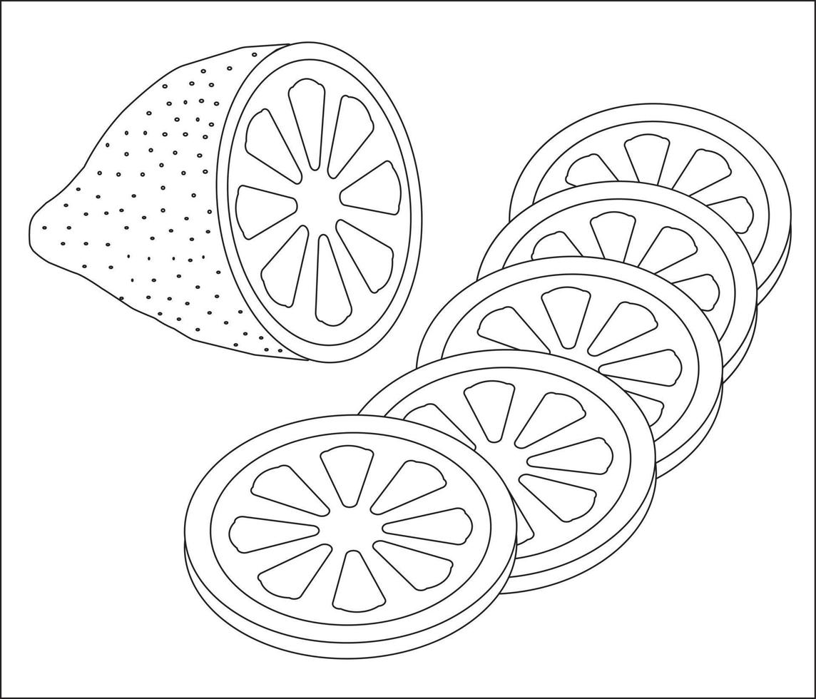 meio limão e rodelas de limão redondas no estilo doodle. ilustração vetorial. vetor