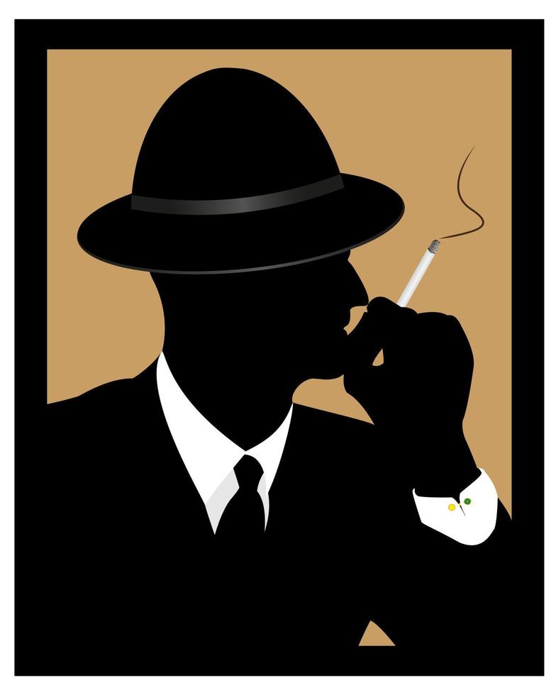 homem pensando em um chapéu fumando um cigarro vetor