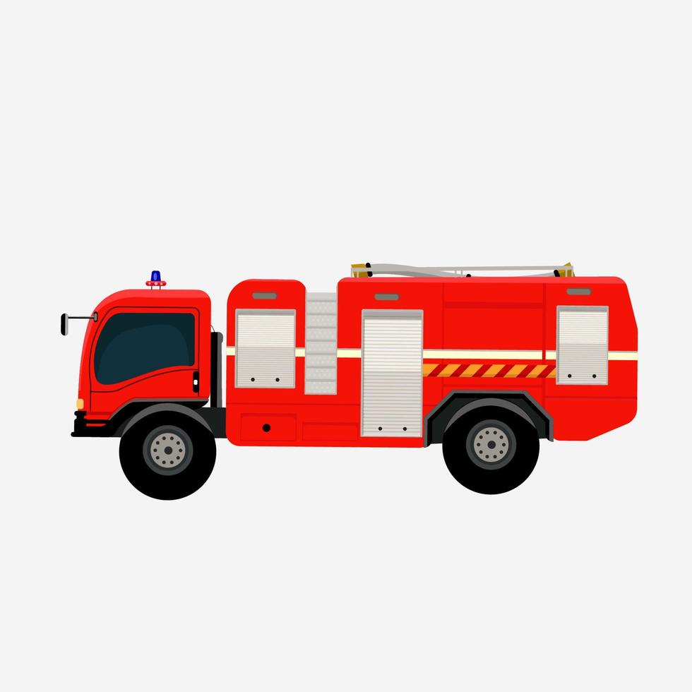 caminhão de bombeiros. carro de bombeiros. modelo de veículo de incêndio de emergência. transporte vermelho para combate a incêndios ou elemento de design de extinção de incêndio em estilo de design plano vetor