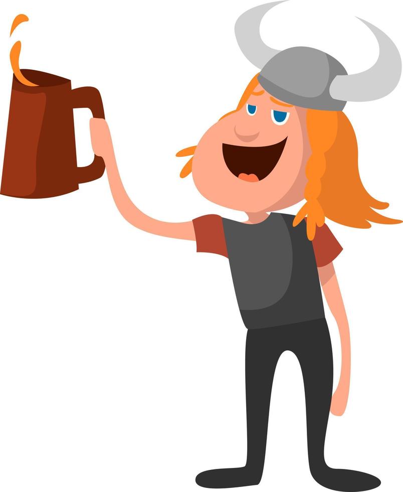 viking bebendo cerveja, ilustração, vetor em fundo branco