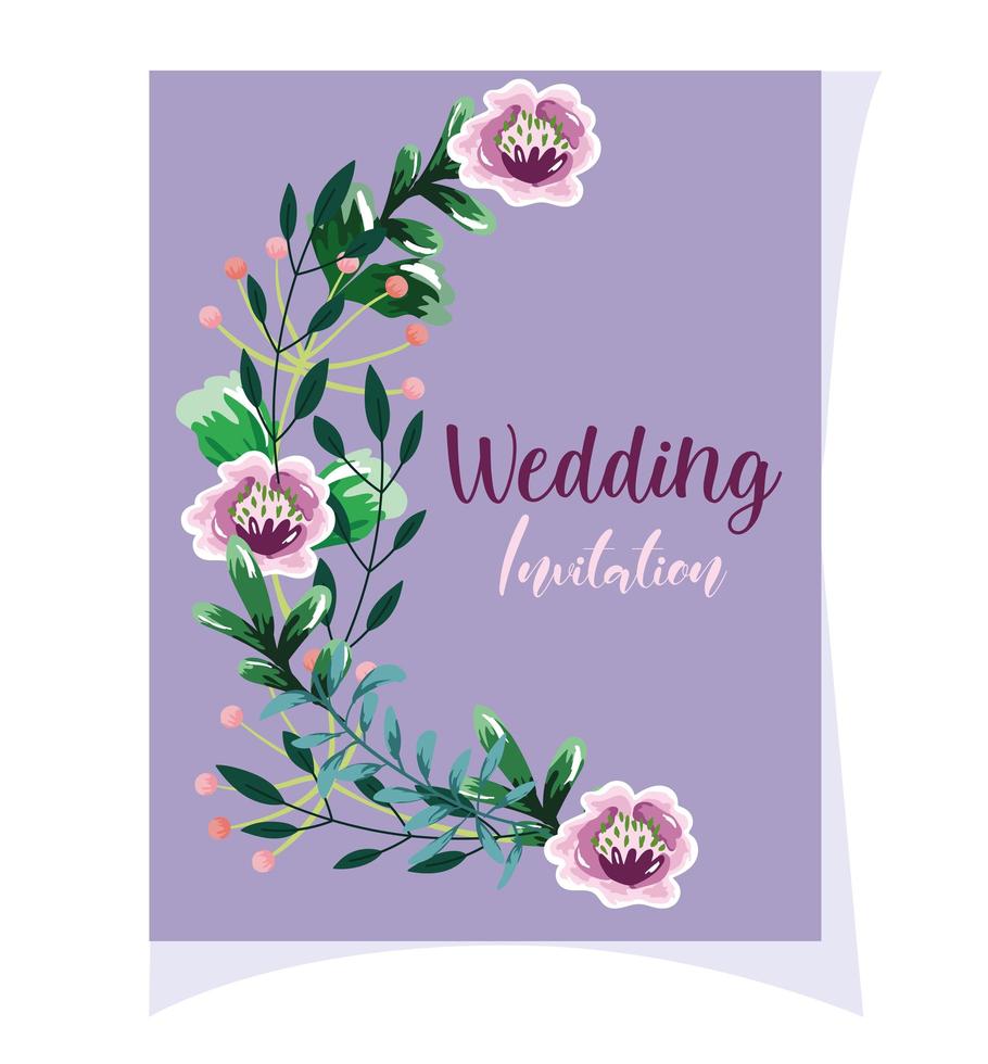 cartão floral decorativo de casamento vetor