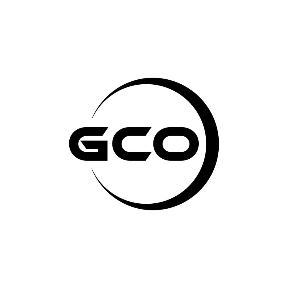 design de logotipo de carta gco na ilustração. logotipo vetorial, desenhos de caligrafia para logotipo, pôster, convite, etc. vetor