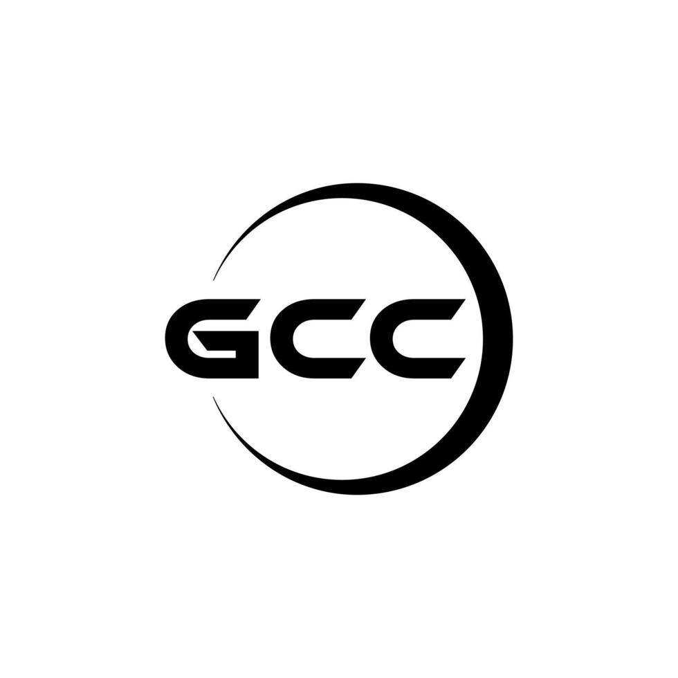 design de logotipo de carta gcc na ilustração. logotipo vetorial, desenhos de caligrafia para logotipo, pôster, convite, etc. vetor
