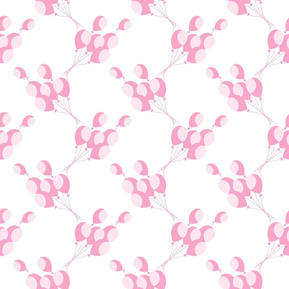 balões cor de rosa, padrão sem emenda em fundo branco. vetor