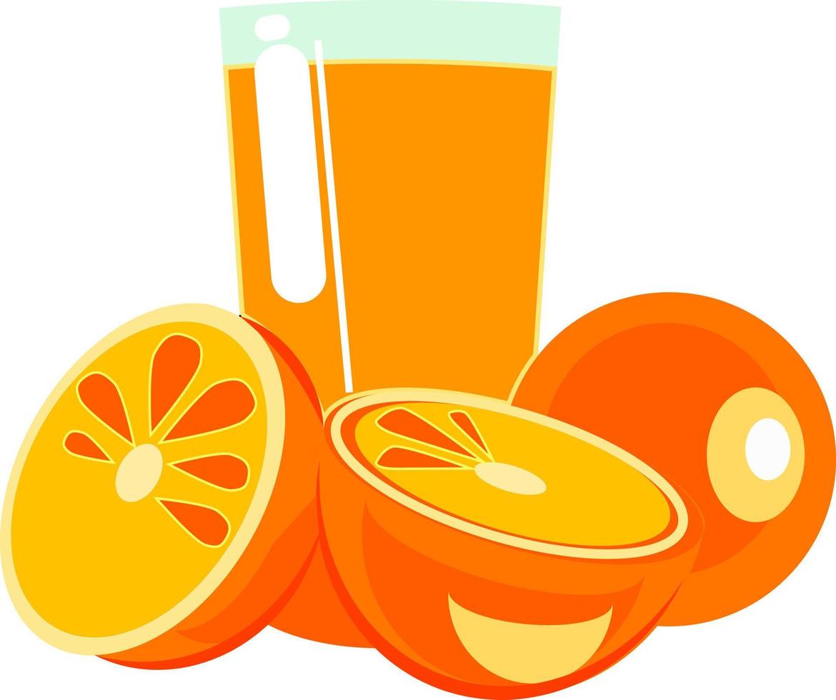 suco de laranja, ilustração, vetor em fundo branco.