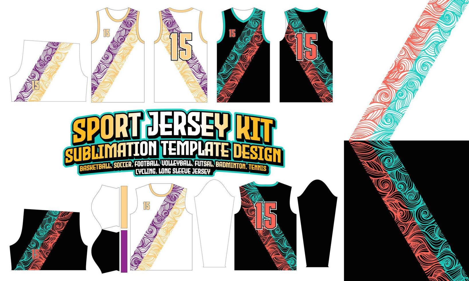 Camisa de onda vestuário esporte desgaste padrão de sublimação design 211 para futebol futebol e-esporte basquete vôlei badminton futsal camiseta vetor