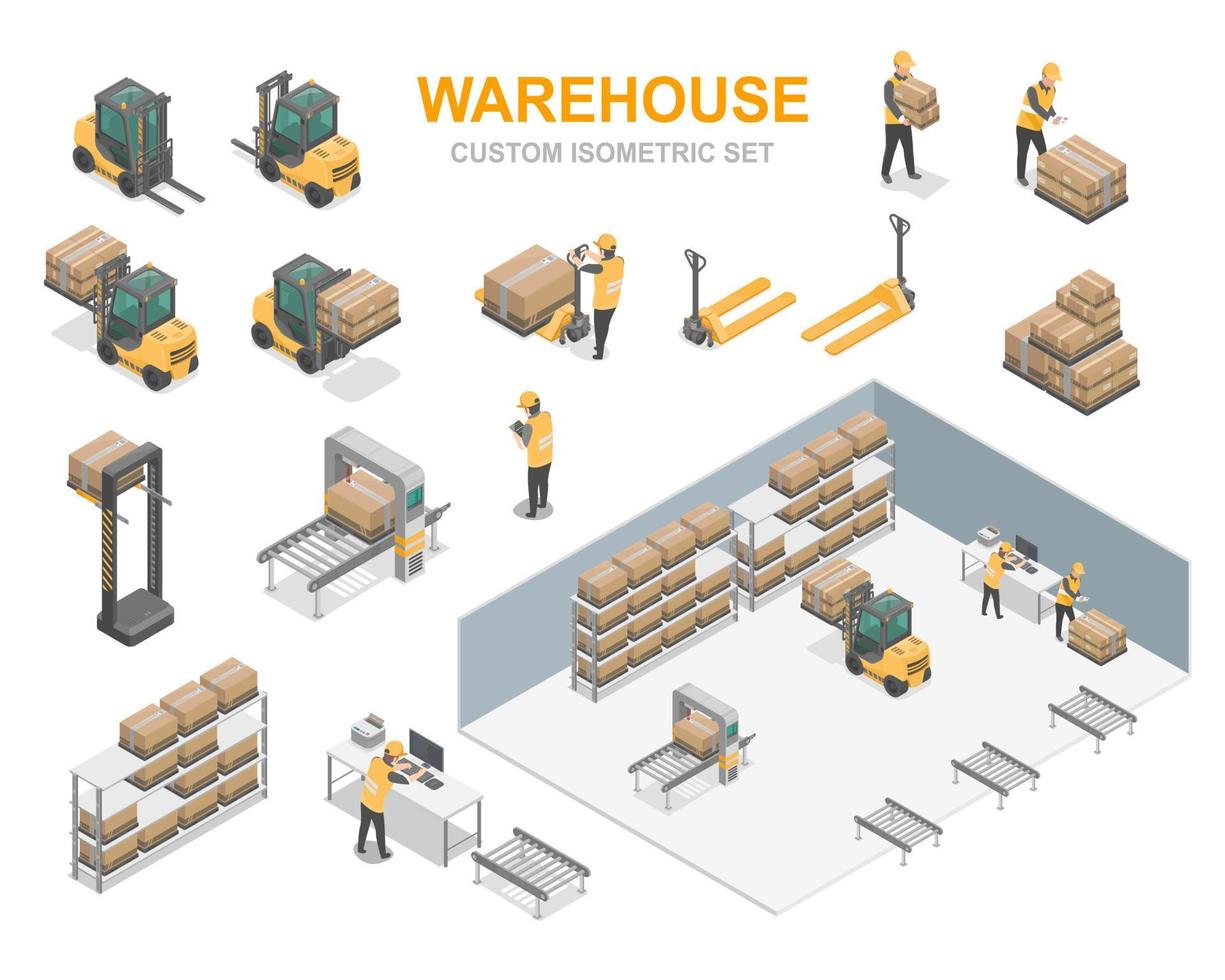 sistema de iot de gerenciamento de conjunto isométrico de armazém para trabalhador de empilhadeira de remessa de fábrica e vetor de mercadorias para personalizado