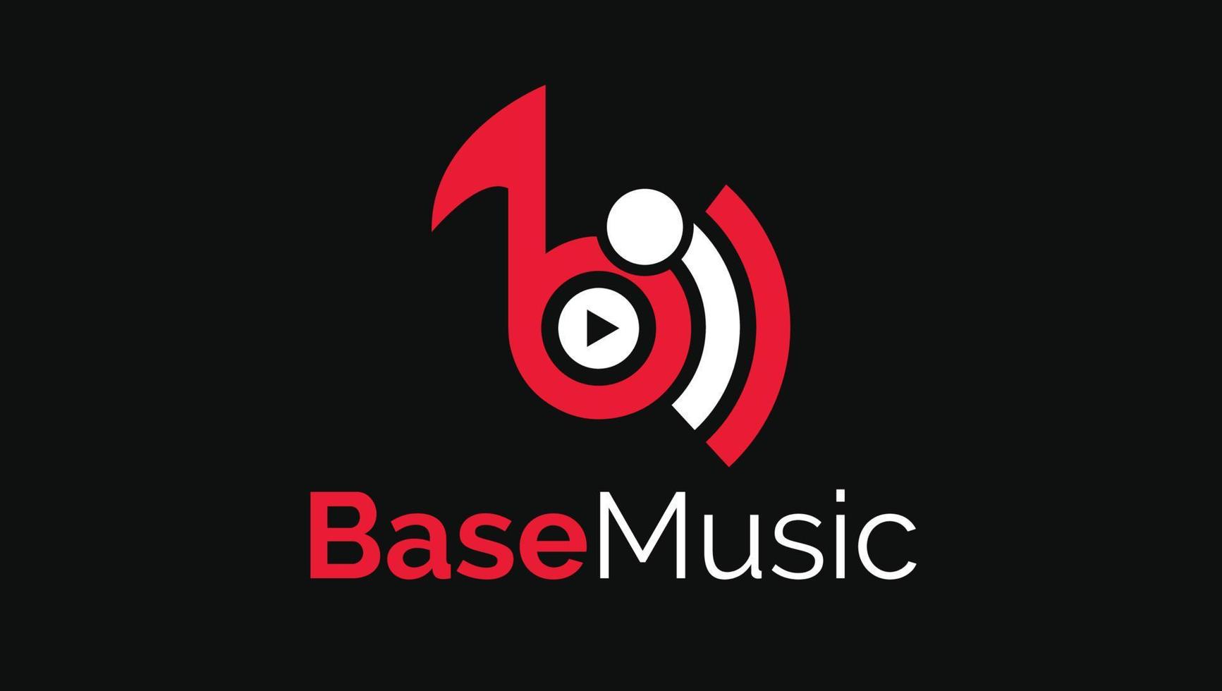 letras b modelo de design de logotipo de nota musical para a indústria da música vetor