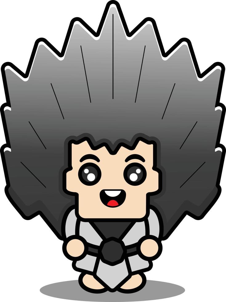 ilustração de personagem de desenho animado de vetor de cabelo exclusivo em preto e branco