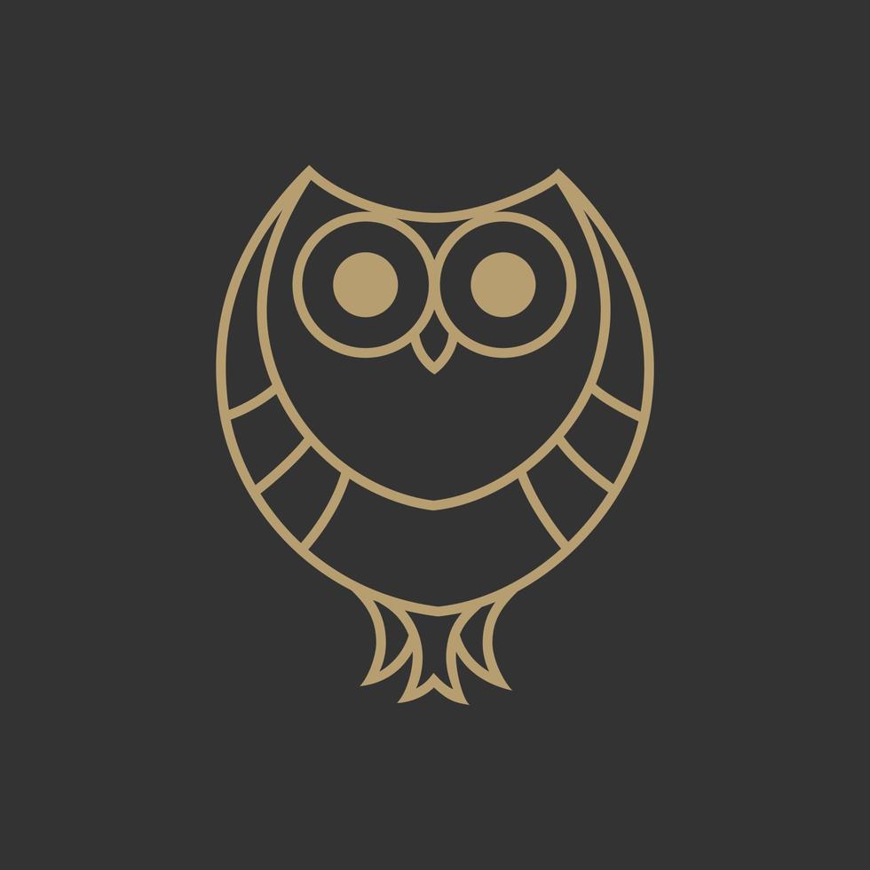 ícone de contorno fino do logotipo da coruja - ilustração vetorial vetor
