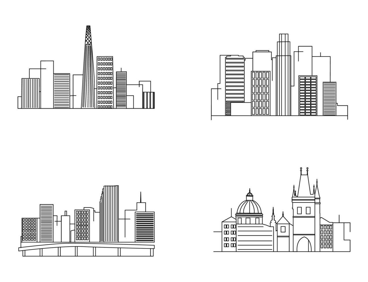 conjunto de skylines lineares da cidade vetor