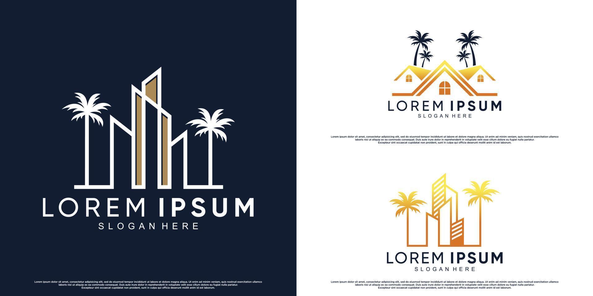 pacote de ícones de casa e design de logotipo de plam com vetor premium de estilo criativo