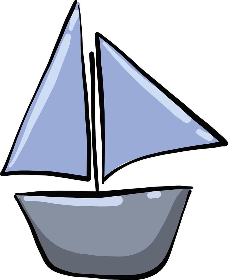 pequeno barco de brinquedo azul, ilustração, vetor em um fundo branco.