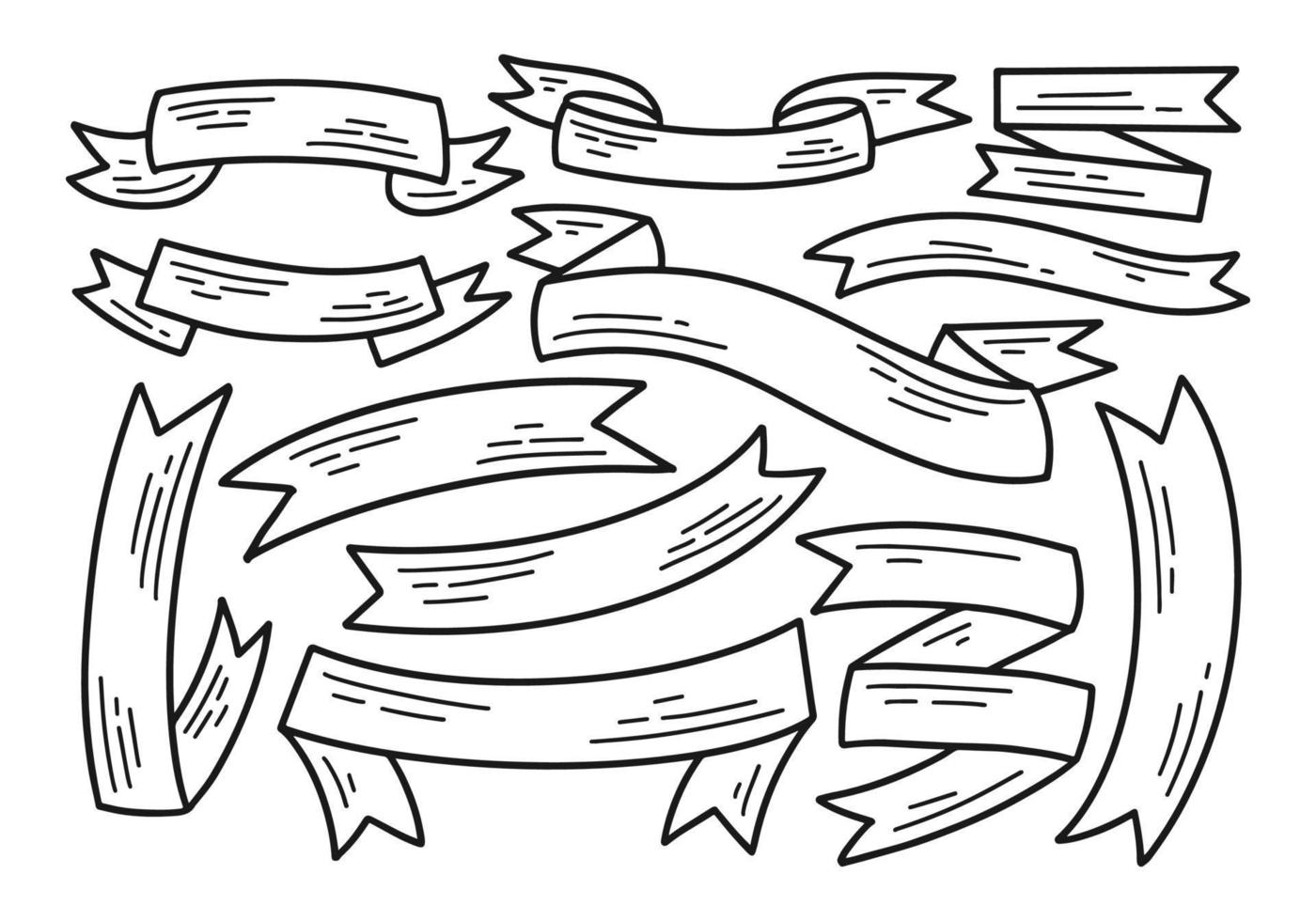 conjunto de ilustração de doodle de fita vetor