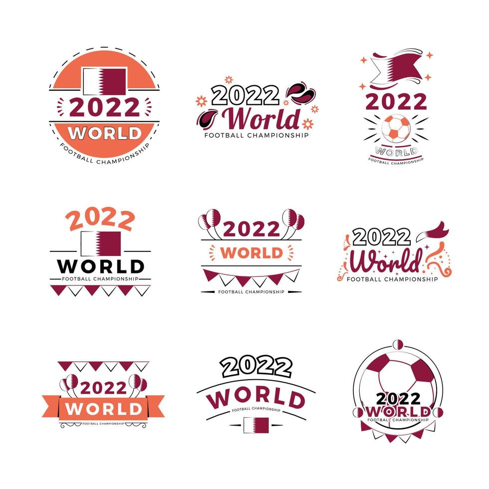 conjunto de design de letras do campeonato mundial de futebol de 2022 vetor