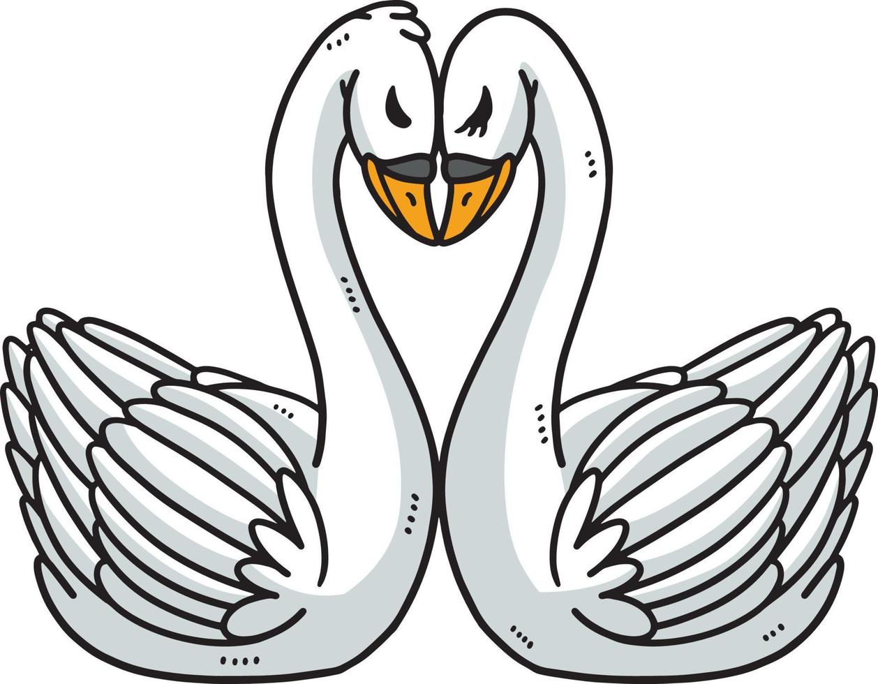 amo cisnes cartoon ilustração de clipart colorida vetor