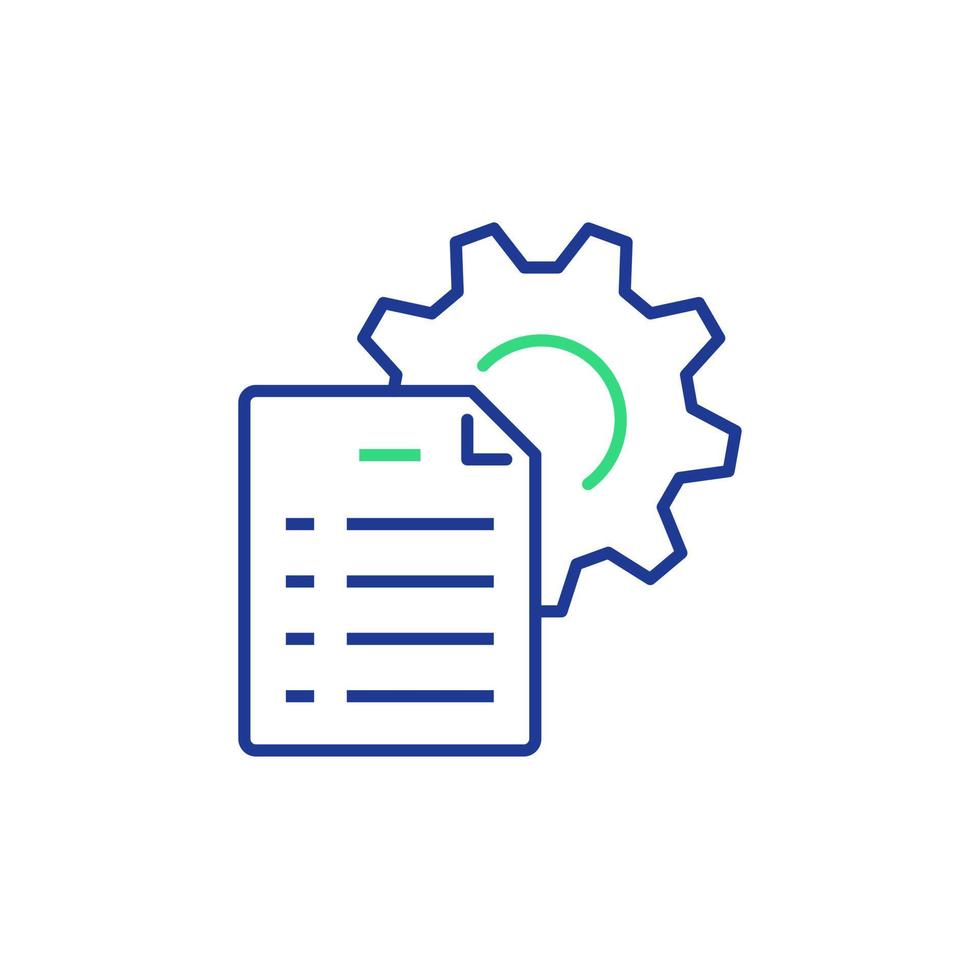 documento manual, roda dentada e arquivo em papel, captura de informações digitais, tecnologia de processamento de big data vetor