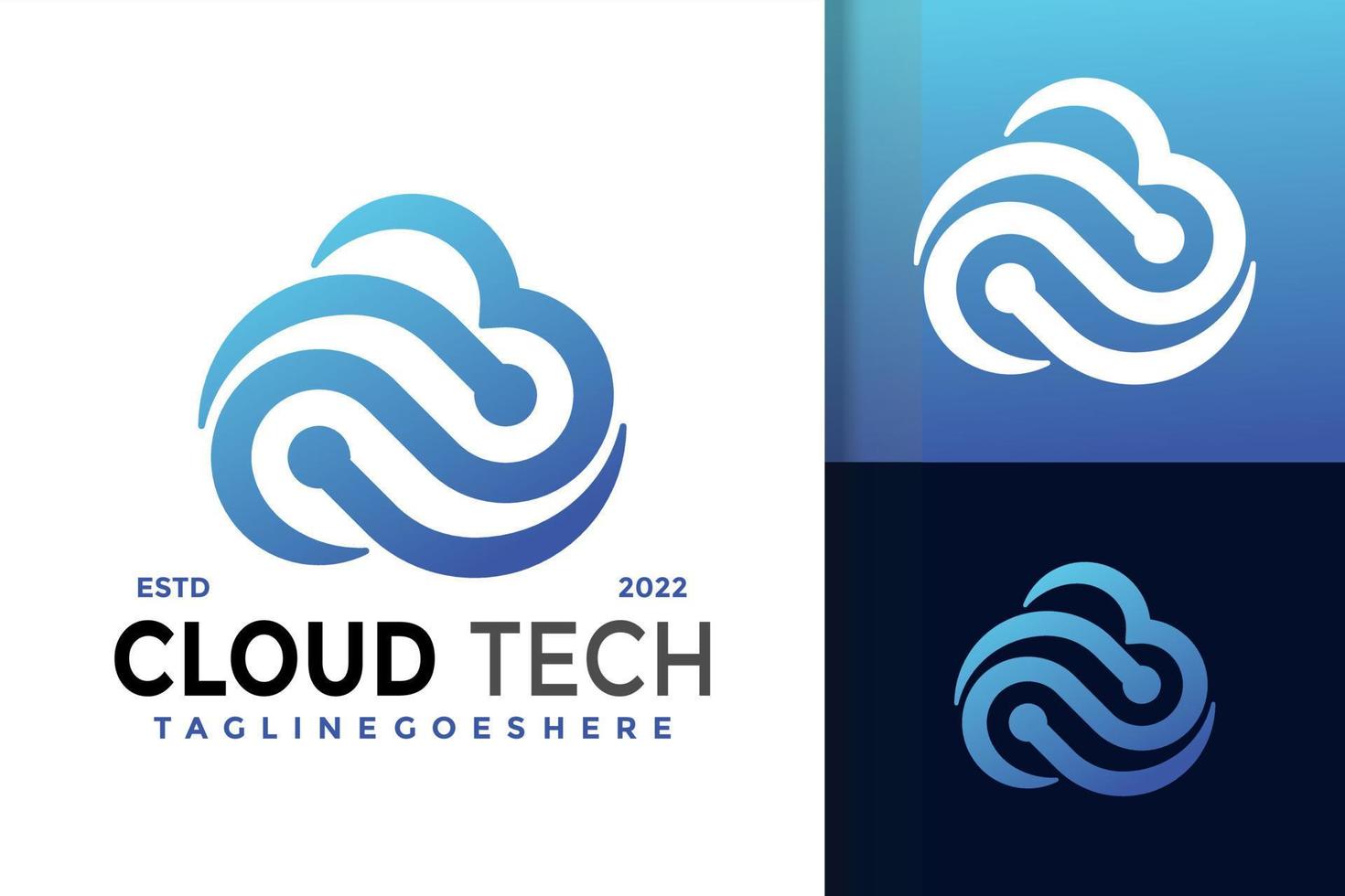 design de logotipo de tecnologia de nuvem digital, vetor de logotipos de identidade de marca, logotipo moderno, modelo de ilustração vetorial de designs de logotipo