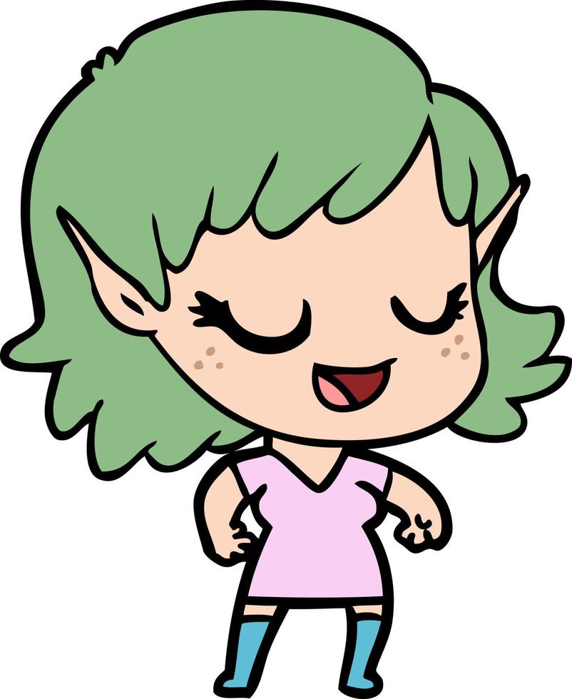 personagem de garota elfa vetorial em estilo cartoon vetor