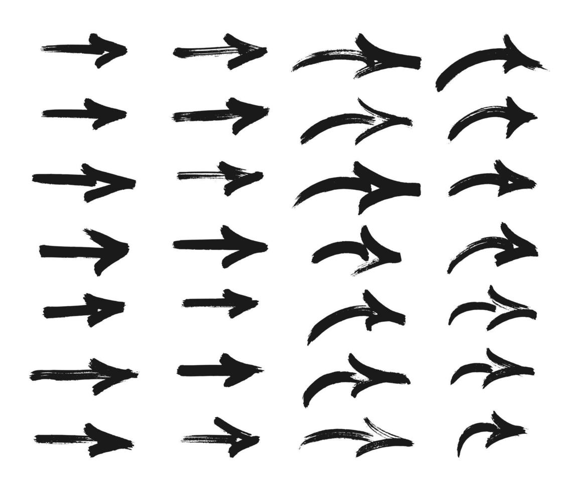 conjunto de flechas. ilustração vetorial de ícone de marcador de setas desenhadas à mão vetor