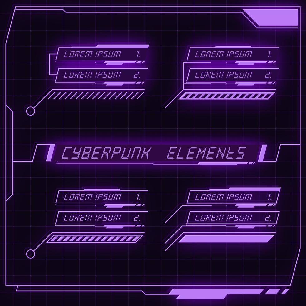 coleção de painel de controle futurista scifi de elementos hud gui vr ui design cyberpunk retro style. vetor